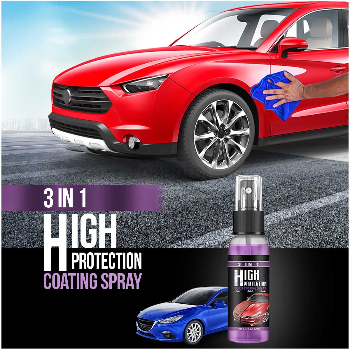 3 in 1 Powerful Car Coating Spray (Pack of 2)