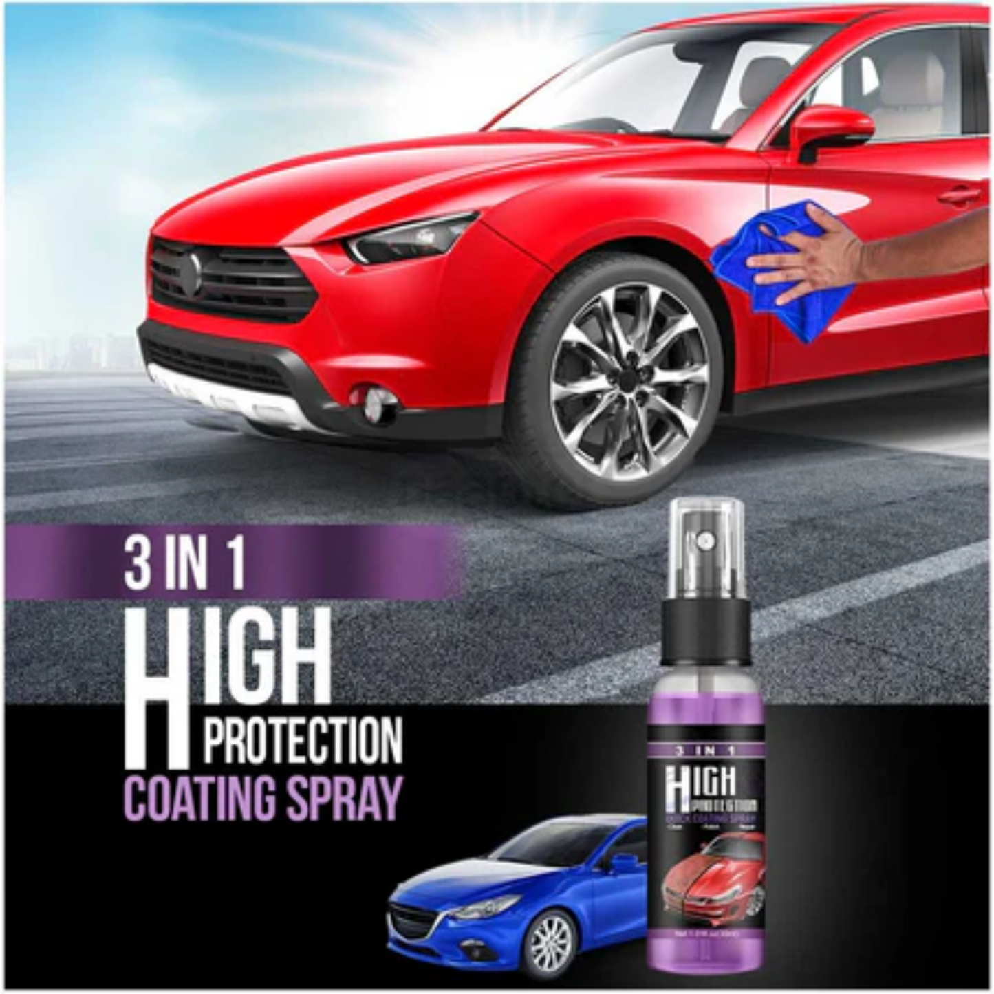 3 in 1 Powerful Car Coating Spray (Pack of 3)